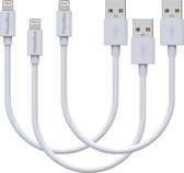 3x Lightning naar USB A Kabel Wit - 0,2 meter - Oplaadkabel voor iPhone 12 / 12 MINI / 12 PRO / 12 PRO MAX / 11 / 11 PRO / 11 PRO MAX / SE 2022 / SE 2020