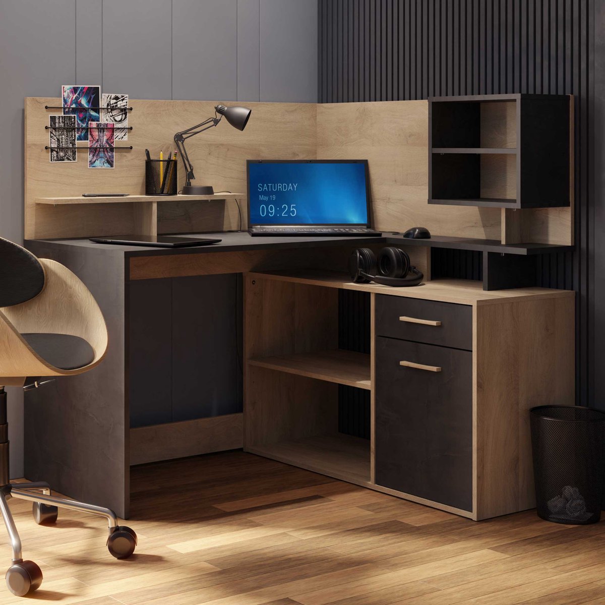 Hoekbureau Malicia | 121,5 x 116,2 x 119,6 cm | Bruin - CBA - Hoekbureau - Bruin - MDF