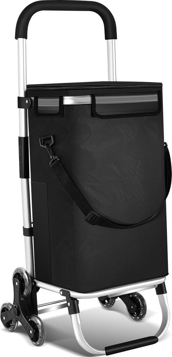 Boodschappentrolley - Boodschappenwagen - Boodschappenkar - Opvouwbaar -Lichtgewicht - Geschikt voor klimvloeren - Aluminium Trolley - 6 wielen - 40 Liter -Tot 40kg