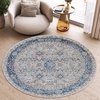 Tapiso Valley Tapis Rond Blauw à Poils Ras Tapis Vintage Taille - 240x240