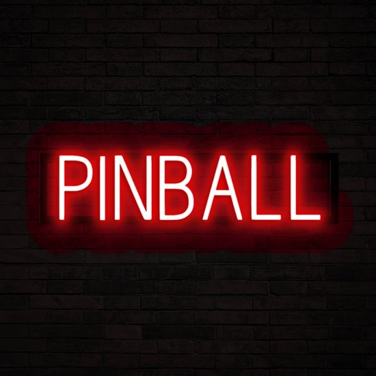PINBALL - Lichtreclame Neon LED bord verlicht | SpellBrite | 62,14 x 16 cm | 6 Dimstanden & 8 Lichtanimaties | Reclamebord neon verlichting