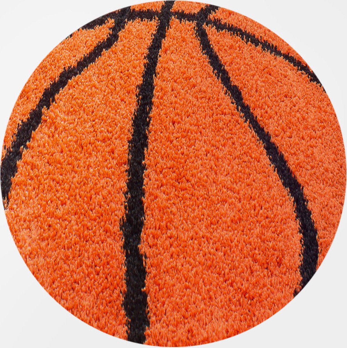 Muratap Fun Basketbal Kinderkamer Rond Vloerkleed Hoogpolig Oranje, foto 2