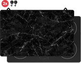 KitchyMist Inductie Beschermer Zwarte Marmeren Stenen met Witte Scheuren - 83x52 cm - Afdekplaat voor Kookplaat - Inductie Mat - Keuken Spatscherm