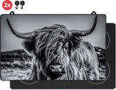 KitchyMist Inductie Beschermer Schotse Hooglander Koe - Zwart Wit - 83x52 cm - Afdekplaat voor Kookplaat - Inductie Mat - Keuken Spatscherm