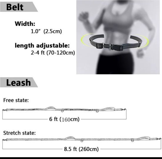 Ceinture Runnig Chiens - Enclos - Jogging - Marche - Chien - Anti choc - Jaune Fluor