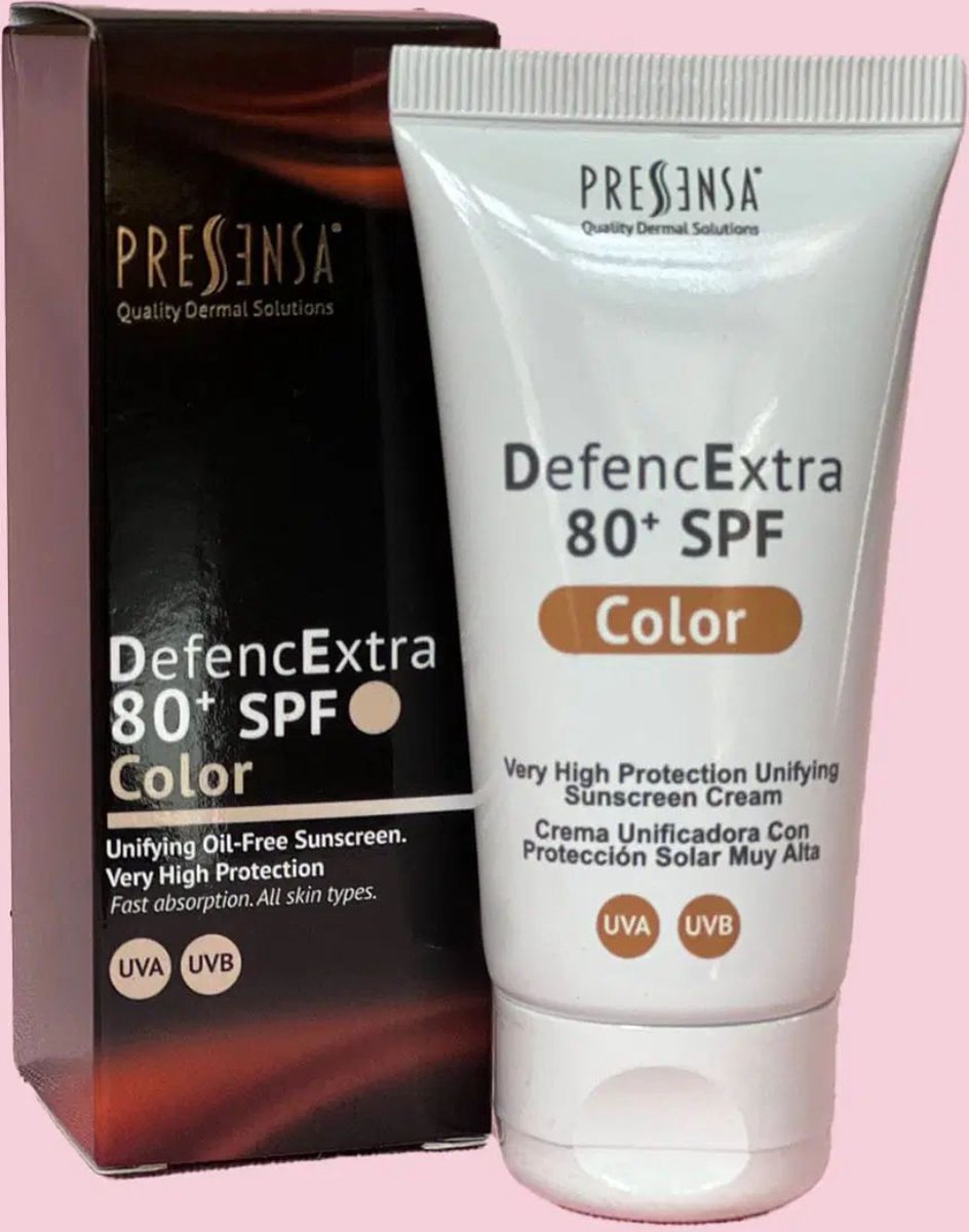Goedkoopste Pressensa DefencExtra 80 Color SPF - Ultieme Bescherming & Natuurlijke Tint, Geschikt voor Alle Huidtypen, Hydrateert & Voedt, Zonnebrandceme