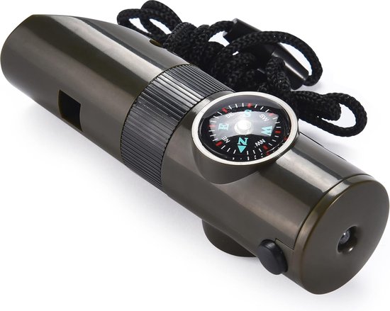 Sifflet Porte-clés Multifonction 4-en-1 Avec Boussole, Loupe Et Thermomètre – Équipement Survie Camping Randonnée