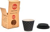 Quy Cup - Ecologische Espresso Reisbeker 90ml - “Infinity” met zwart Siliconen deksel 7x7x7cm