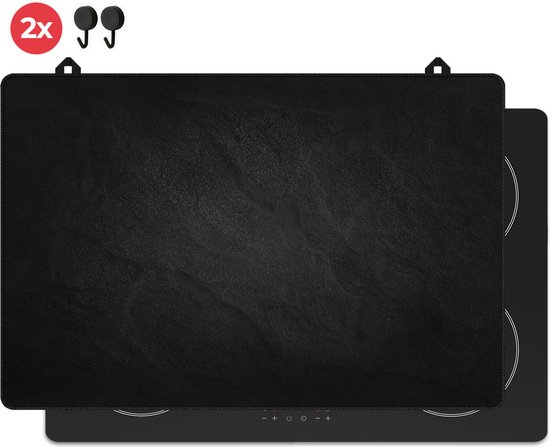 KitchyMist Inductie Beschermer 78x52 cm - Stenen Muur in het Zwart - Kookplaat Beschermer - Afdekplaat voor Kookplaat - Inductie Mat - Spatscherm Achterwand Keuken