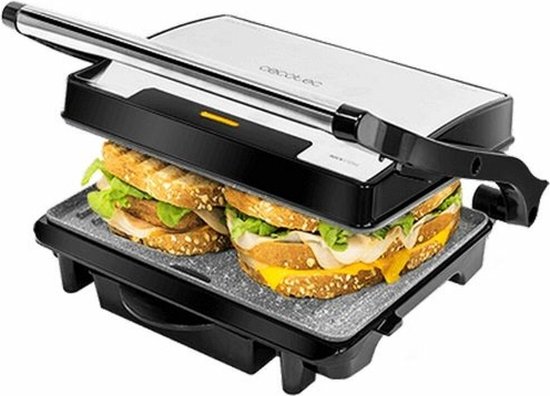 Foto: Cecotec contactgrill 1500w met zwevende bovenplaat vetopvangbak en anti aanbaklaag tosti apparaat xl panini grill