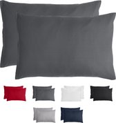 Komfortec Set van 2 Premium Kussenslopen 50x70 cm - Superzachte Kussenhoes – 100% - Geborsteld Mikrovezel 90g/m² - Antraciet