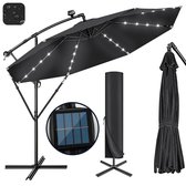 Parasol 350cm SOLAR LED - Parasols - Zweefparasol - Zweefparasols - Tuinset - met Voet en Hoes - Parasolverlichting Zonne energie - Tuinverlichting