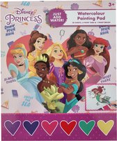 Sambro - Bloc de peinture aquarelle Disney Princess - livre de coloriage aquarelle - livre d'aquarelle - princesses - 20 pages + peinture + pinceau