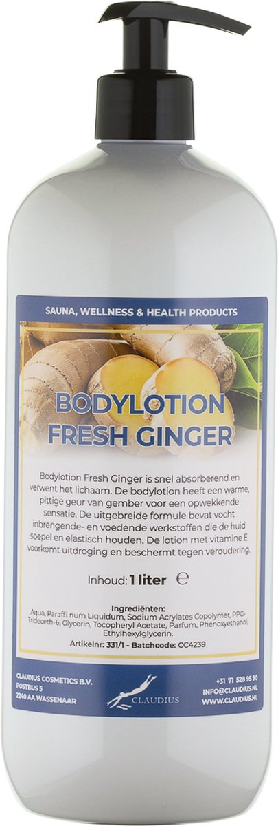 Bodylotion Fresh Ginger 1 Liter - met gratis pomp