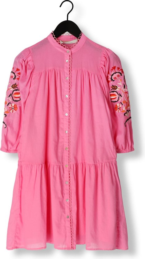 NUKUS Ame Dress Embroidery Jurken Dames - Kleedje - Rok - Jurk - Roze - Maat L