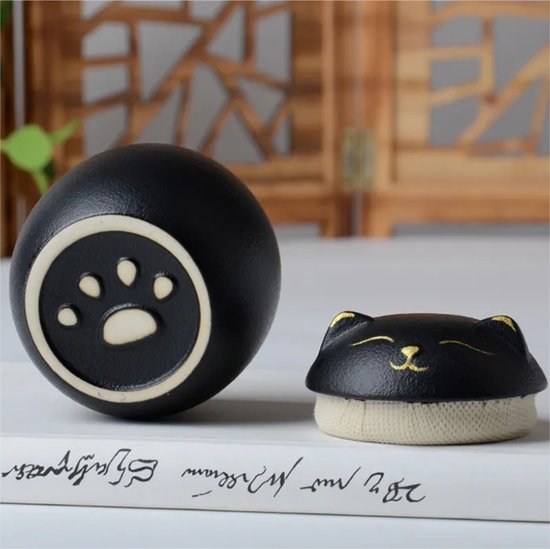 Luxueuze Mini Urn Hond Kat Vogel – Poezenurn – Keramiek – Urnen – Urn Voor Dieren – Urn Hond Overleden – Urn Kat – 130 ML – Zwart