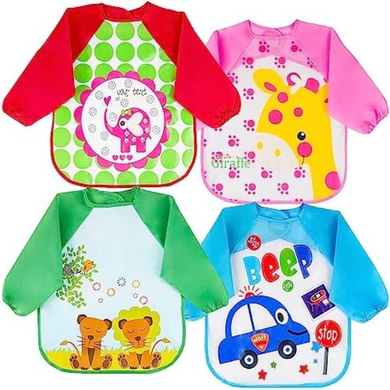 SLOSH Waterdichte slabbetjes van EVA-kunststof, waterdicht, voor peuters, pasgeborenen, babyvoeding, wasbaar, Meerkleurig., M