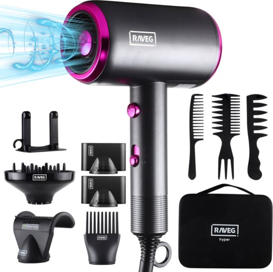RAVEG Hyper ® Föhn met Diffuser Ionische Haardroger Krullen