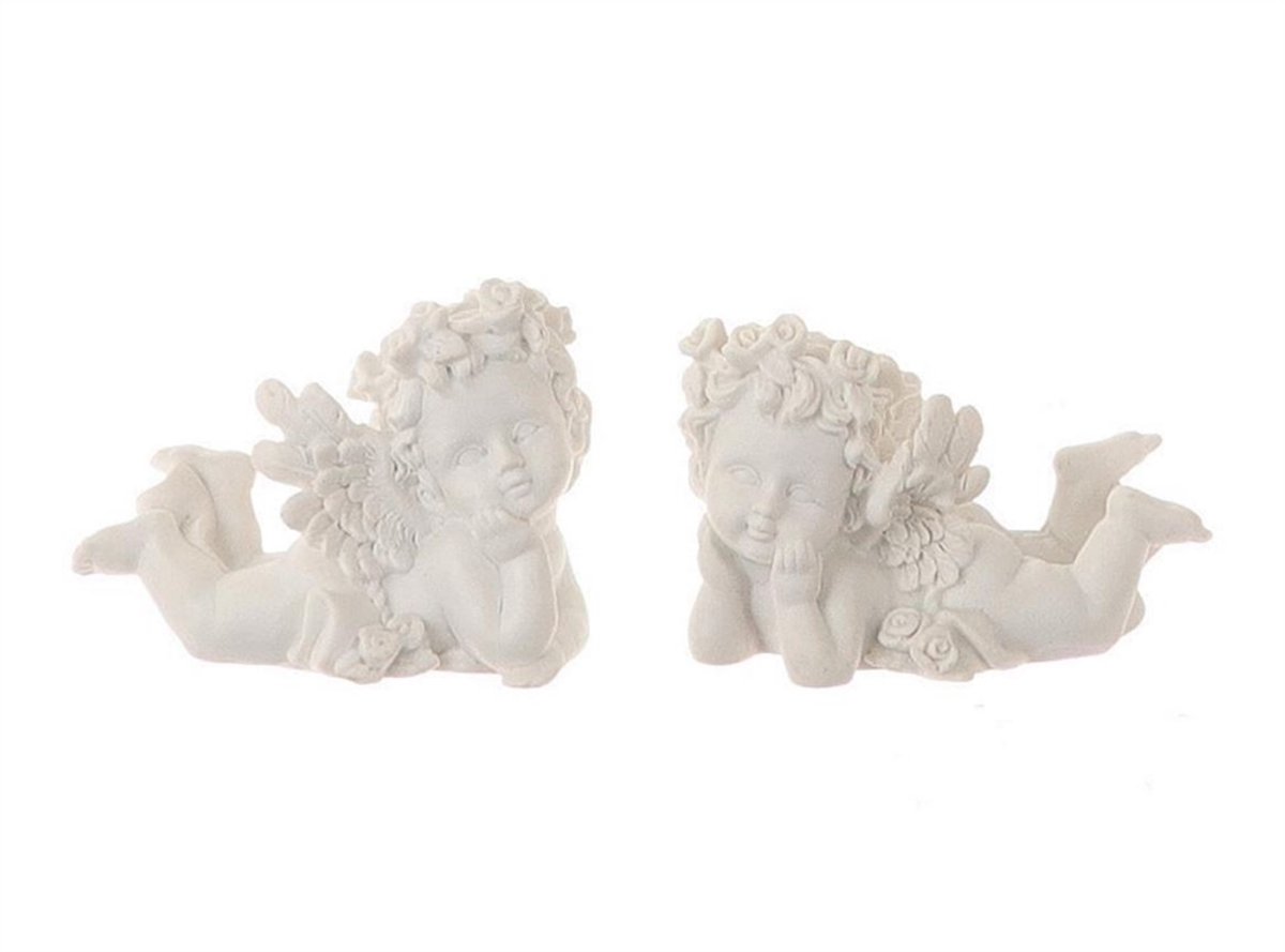 Deco engel 7x4x5,5cm wit