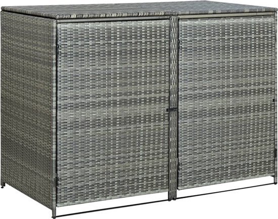 Foto: Dubbele containerberging grijs kliko berging kliko kast stalen frame rattan