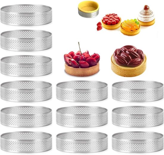 APACALI 16 stuks dessertringen en dinerringen, bakringen 8 cm met drukknop, kleine taartring, 8 cm, ronde dinerringen, taartring, dessertringen voor doe-het-zelf desserts cake