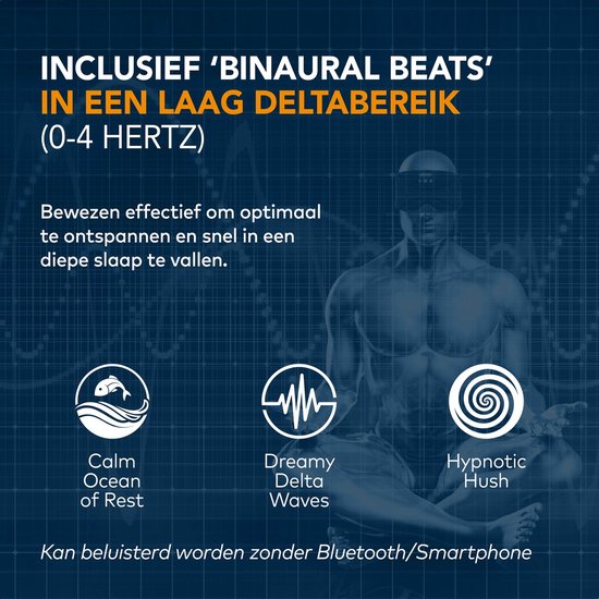 Slowwave Serenity Mask - New generation bluetooth slaapmasker - inclusief White, Pink en Brown Noise - Inclusief Binaural Beats - Met handige timer (onbezorgd in slaap vallen) - Ervaar het beste audio masker - Kleur: blauw