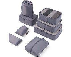 Packing Cubes 8-delige Set, koffer-Organizer Voor Vakantie en Reizen Pakkubussen Opbergsysteem Voor Koffer Voor Reizen, Zakenreizen, Kamperen, Zomerkampen, Grijs