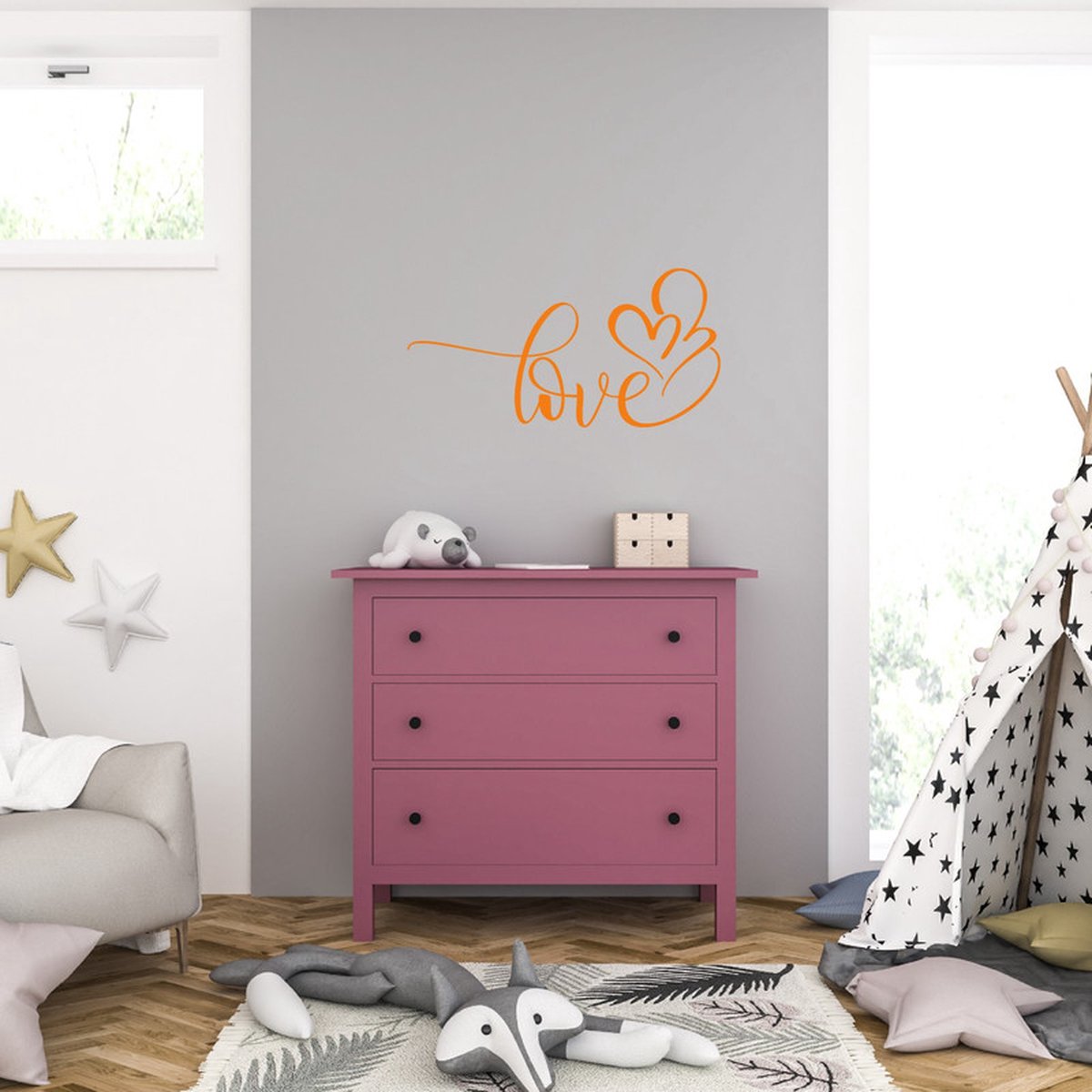 MC Living Muursticker - Love - 46,4 x 91,2 - Oranje