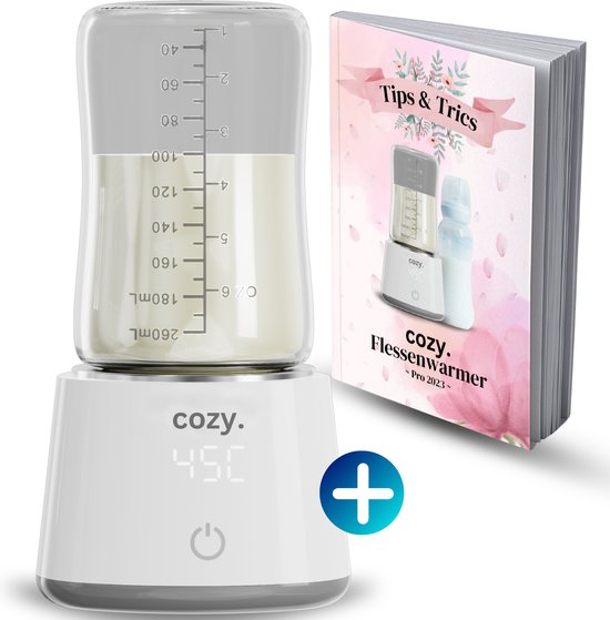 cozy.® Flessenwarmer Onderweg Pro 2024 - Flesverwarmer - Draagbare Baby Flessenwarmer - Baby Melk Machine - Draadloos - Incl. E-boek met Tips & Tricks - Wit