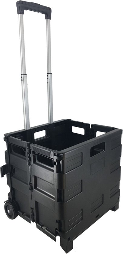 KINZO Trolley met Opvouwbaar Boodschappenkrat Zwart | Praktisch & Stevig | Office Centre