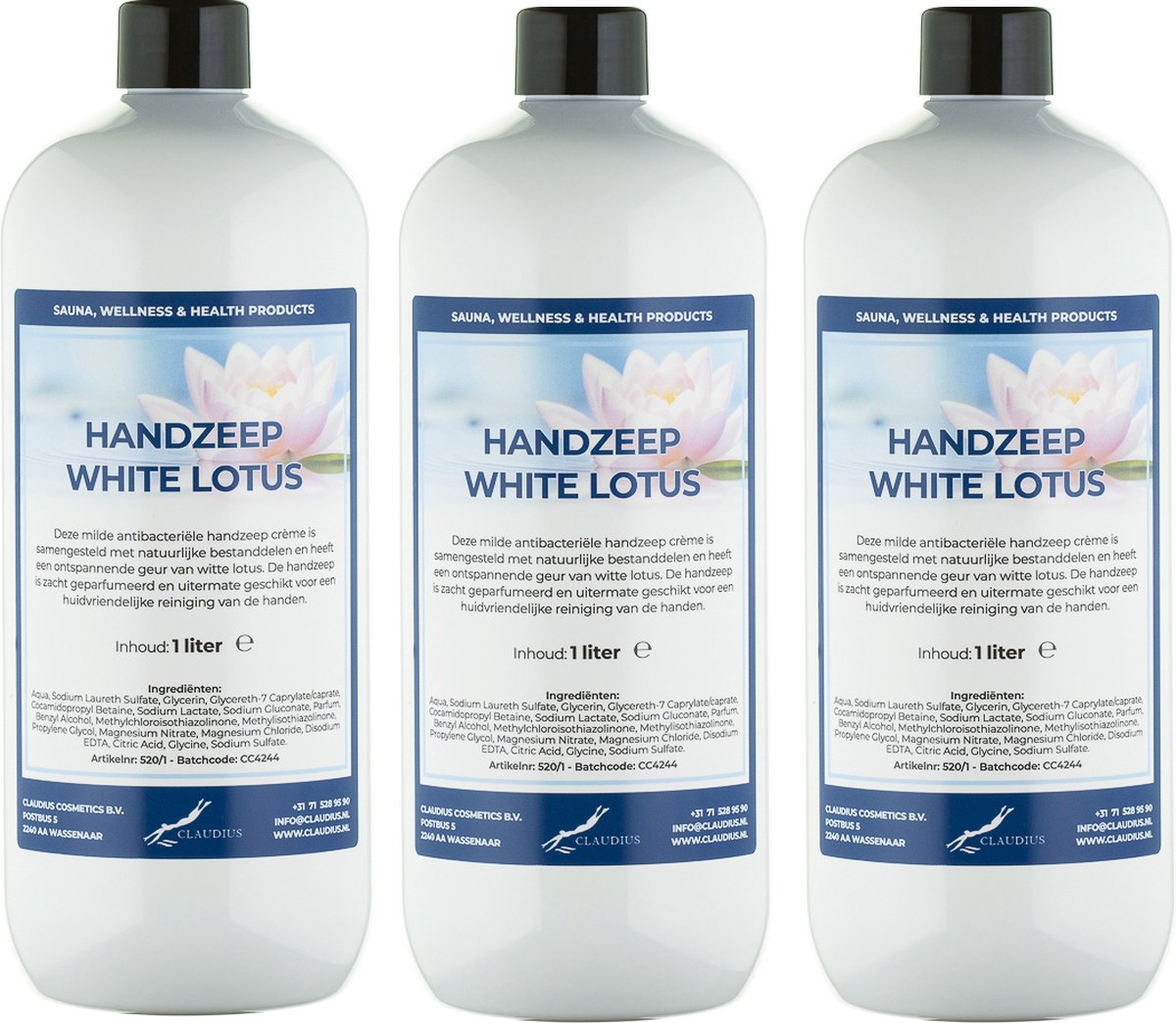 Goedkoopste Handzeep White Lotus 1 liter - set van 3 stuks