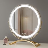 Make Up Spiegel met LED Verlichting, Hollywood Spiegel -Touchscreen - Diameter 40cm - Goud - 3 Dimbare Lichtstanden - 360 Grad Roterende - Schoonheid Accessoires - Oplaadbaar - Beauty - Cosmetische - Wandspiegel - Passpiegel - Moderne Mirror