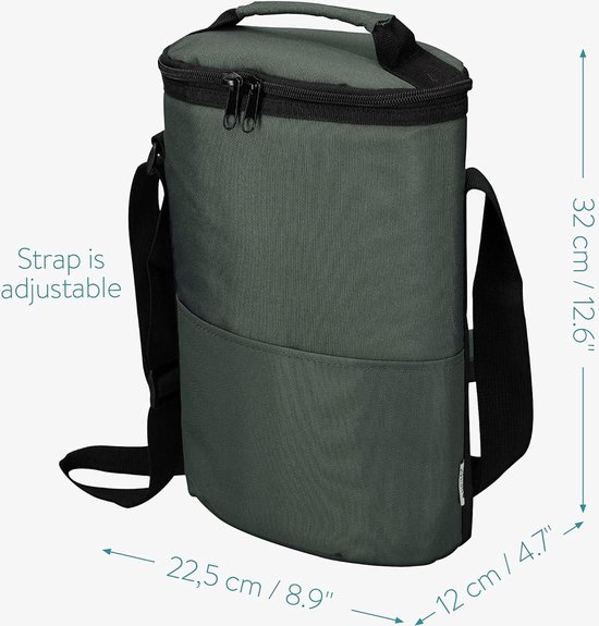 Koeltas voor 2 Wijnflessen - Prosecco Wijnkoeler voor 2 Flessen - Bierkoeler voor 4 Blikjes - Flessentas Grijs met Schouderband bottle bag van KOEL — afbeelding 4