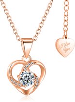 Malinsi® Ketting Dames Spiraal Diamant - Rose Gold Plated RVS - Kettingen met hanger - Cadeau vrouw