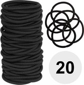 Fako Fashion® - Haarelastiekjes - Ø 45mm - 4mm Dik - 20 Stuks - Zwart
