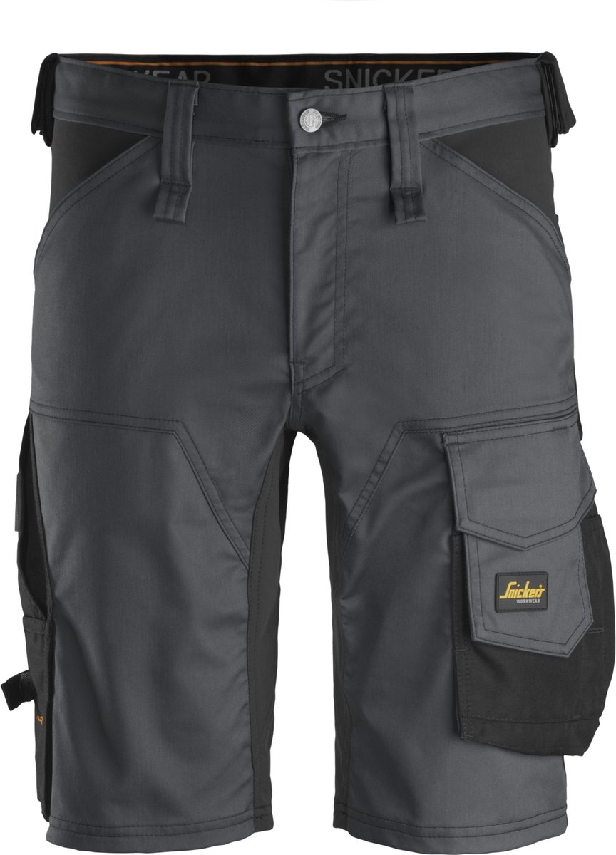 Snickers 6143 AllroundWork, Stretch Korte Broek - Staal Grijs/Zwart - 44