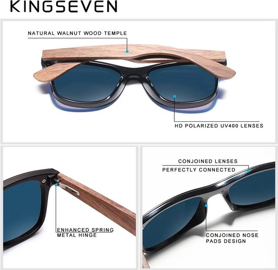 Kingseven vierkant Zonnebril - Unisex - Gepolariseerd - UV400 - Groen van Merkloos — afbeelding 5