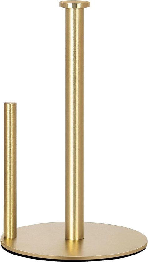 Gouden papieren handdoekhouder aanrecht, staande papieren handdoekrolhouder voor keuken badkamer, met verzwaarde basis voor bediening met één hand (goud Gouden papieren handdoekhouder aanrecht, staande papieren handdoekrolhouder voor keuken badkamer, met verzwaarde basis voor bediening met één hand (goud