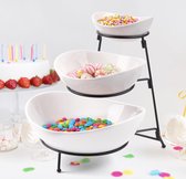YA JU Keramische schaal met metalen dienblad 6 afneembare dipschalen Voor gebruik bij voorgerechten, fruit, snoep en kruiden - Geboortedagfeesten, feestdagherdenkingen, verschillende activiteiten