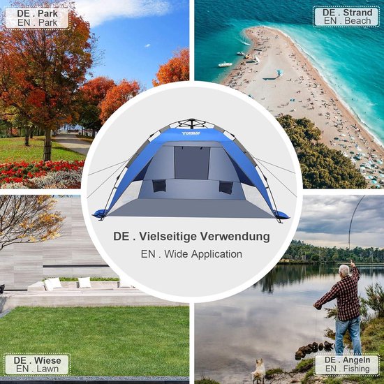 Tente 2-3 Volwassene UV bescherming Blauw met draagtas - Kamperen Outdoor — afbeelding 2