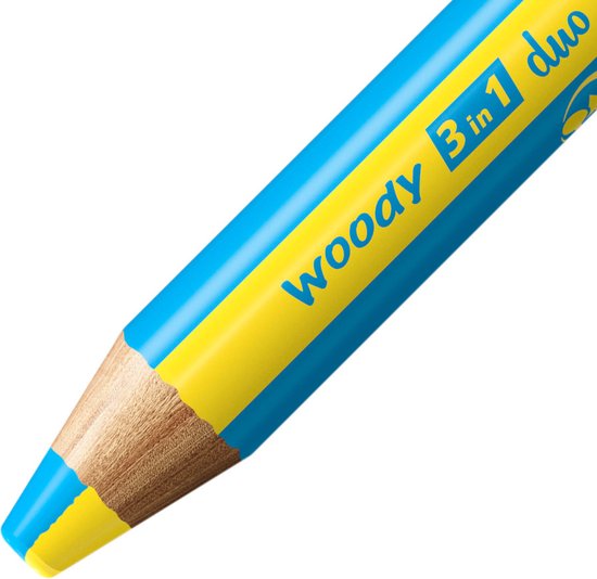 STABILO Woody 3 en 1 Duo - Crayon de Couleur Multi Talent - Trousse 10 Couleurs + Taille- Taille-crayon