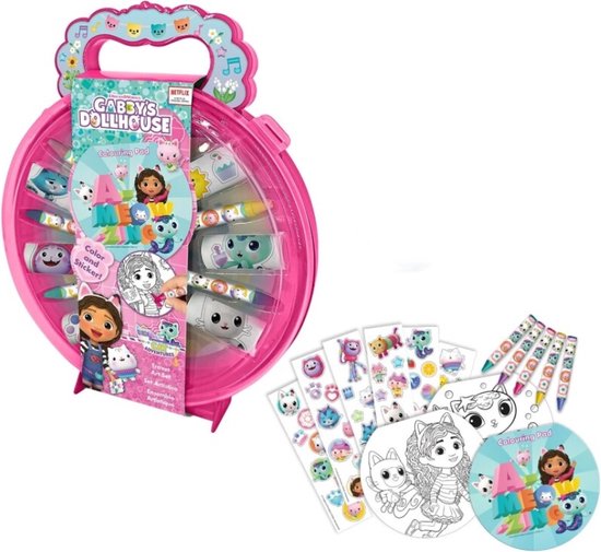 Foto: Gabby s dollhouse kleurkoffer hobby met kleurtjes stickers en kleurboek