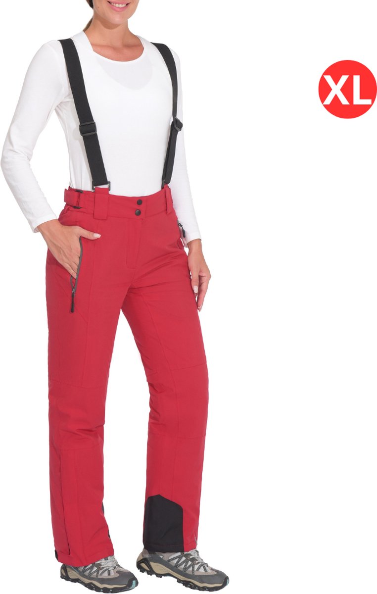 Nivard Skibroek Skipak Snowboard Broek Winterbroek Sneeuwbroek Dames Wintersport Bretels Rood