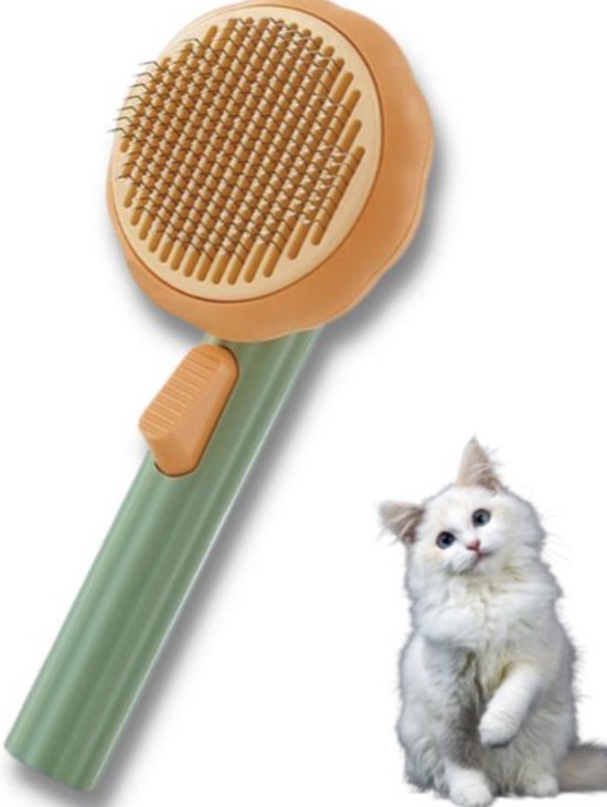 FEELNEEDY Kattenborstel met ontgrendelknop, stoomborstel voor lang- of kortharige katten, voor honden, konijnen, oplaadbaar