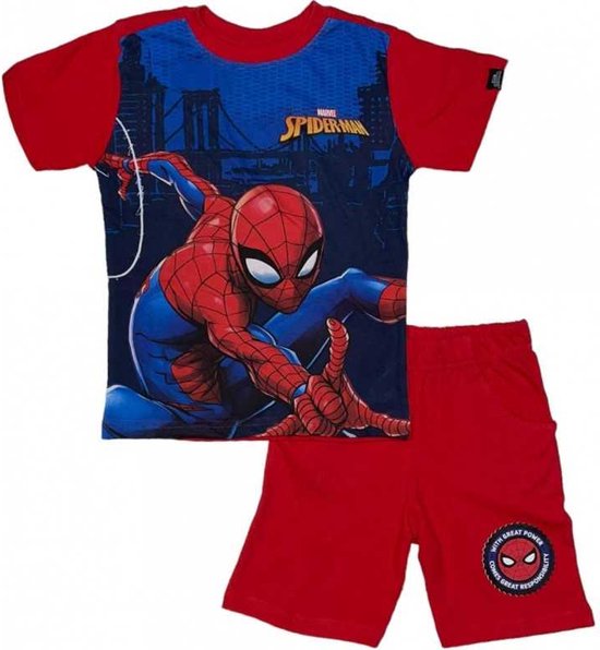 Spiderman pyjama - maat 128 - Spider-Man shortama - rood
