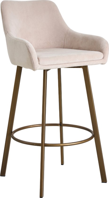 Colenis® - Tabouret de bar Barista - Chaise de bar - Set de 2 - Beige - Velours - Velours - Design - Industriel - Pieds Or Brossé - Tabourets de bar