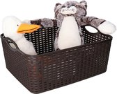 Novaliv Opbergdoos met deksel, groot, 14 liter, mand, zwart in rotan design, voedselveilige opbergmand, stapelbox, nestbaar, kunststof, BPA-vrij, doos, stofbox met deksel
