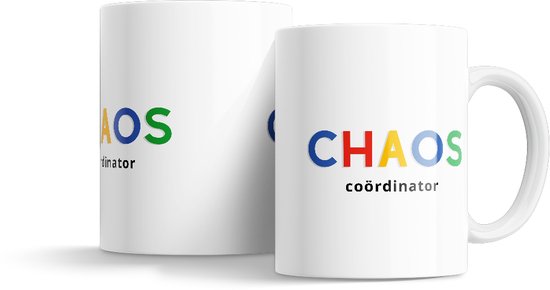 Cadeau collega - Chaos coördinator - Afscheidsmok - Verjaardagscadeau - Theemok - Koffiemok - 330 ML - Fotofabriek
