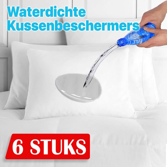 6x Kussenbeschermer Waterproof Wit - 60x70 - Antibacteriëel Kussenbeschermer - Waterdichte Kussen Beschermer - Vocht beschermend - Met rits - Incontinentie Kussenbeschermer - Waterdichte kussensloop