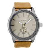 OOZOO Timepieces - Titanium horloge met camel leren band - C7820